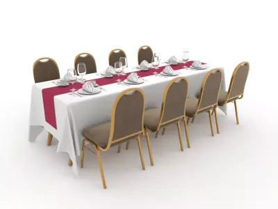 Banquet Table and Chair 90 3D model