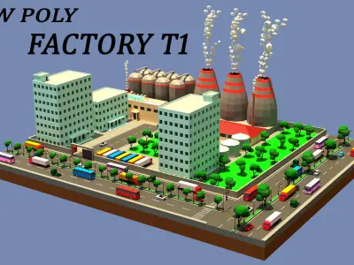 Factory T1 Low-poly 3D model