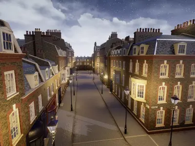 London Street Environment Unreal Engine 4 Low-poly 3D model