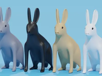 Cartoon Rabbit Tolai Hare 3D model