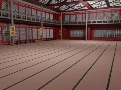 Japanese Dojo Low-poly 3D model