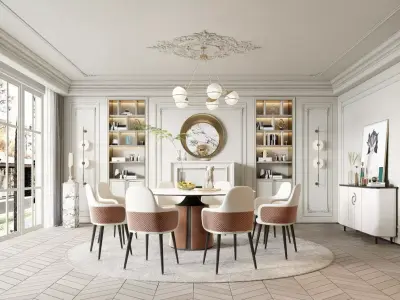 Modern Luxury Dining Room 3D Scene 3D model