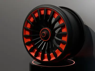 Black and red concept wheel 3D model