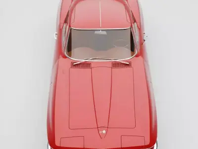 Pristine Red 1960s Chevrolet Corvette Stingray Coupe Low-poly 3D model