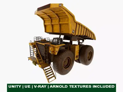 Dirty Mining Truck Rigged All PBR Textures Low-poly 3D model