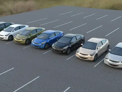 R3DP ASIAN CARS  LOW-POLY PBR - Hyundi Elantra Low-poly 3D model