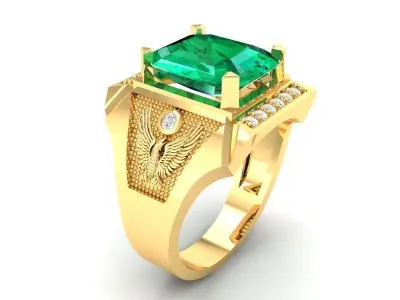 Luxury Square Gemstone Men Ring Jewelry 336 3D print model