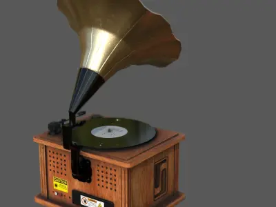 Vintage Gramophone Low-poly 3D model