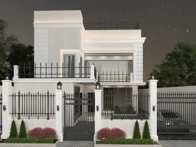 Modern-style house facade 3D model