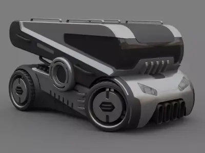 Sci-fi Truck rigged vehicle 3D model