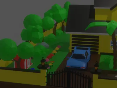 House and Garden Environment Low-poly 3D model