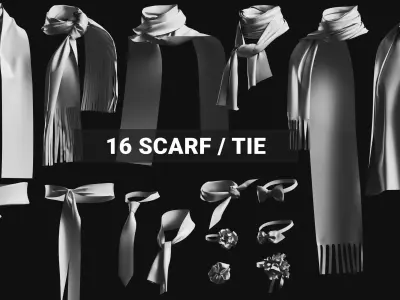 Basemesh Scarf Tie Collection 3D model