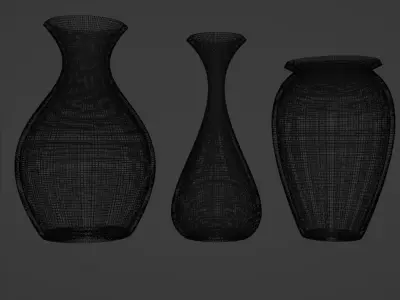 Flower And Vases - 3 colors 3D model Low-poly 3D model