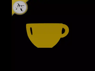 Simple Coffee Cup Symbol - 2D Art Free 3D print model 10