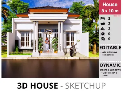 House 8x10m code 661 - Sketchup 3D model 3D model 3D model