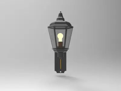 lantern F outdoor wall light with candle 3D model