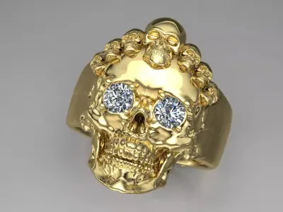 Diamond Skull Ring 3D Model 3D print model