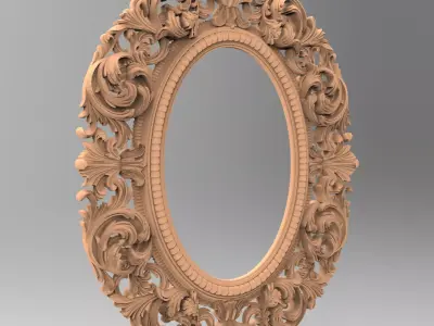 Carved CNC 3D print model of mirror frame 3D print model