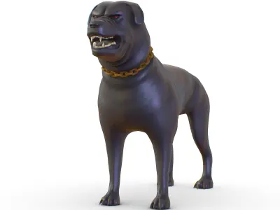 High Poly Black Rottweiler Dog Low-poly 3D model