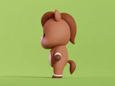 Horse Character Cartoon Pony Chibi Kawaii  Low-poly 3D model