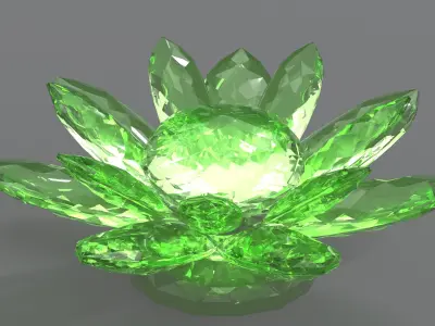 Glass Flower Showpiece Green Low-poly 3D model