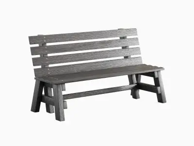 Wooden Outdoor Bench 05 3D model