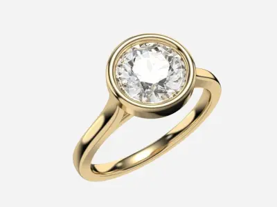 Round Diamond Bezel Setting Solitaire Diamond Ring 3D print model
