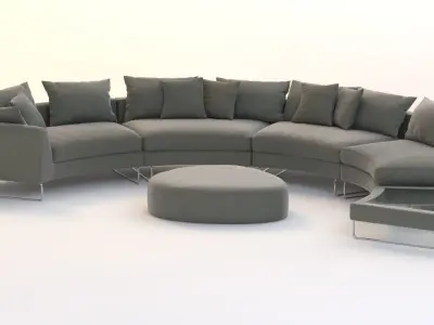 Half Moon Curved Sectional Sofa Fabric 3D model