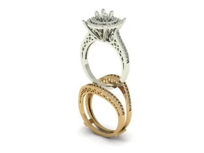 Two piece solitaire ring 3D print model