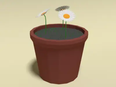 Low Poly Cartoon Daisy Flowers Low-poly 3D model