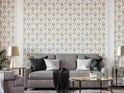 Silver and Gold Damask Wallpaper Texture Texture