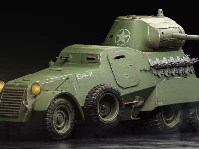 Rigged High Poly Ba-11 armored car 3D model