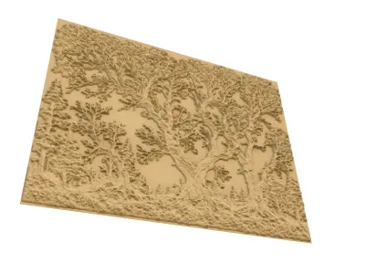 modern panel wall decor set wall relief mural CNC 116 3D model