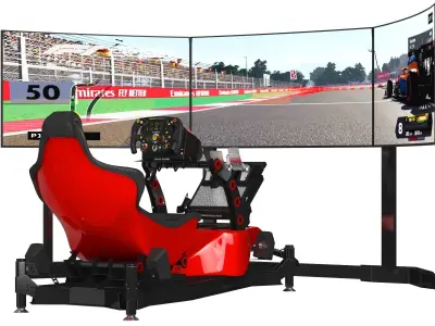 RSeat Formula V2 Racing Simulator Cockpit Triple Display 3D model