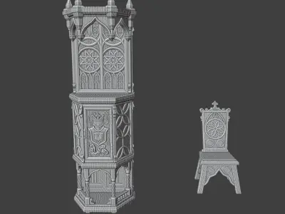 Gothic  Furniture  Set 2 3D print model