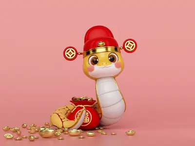 Snake Year IP Cute Q-version Snake Chinese Zodiac Snake 3D model