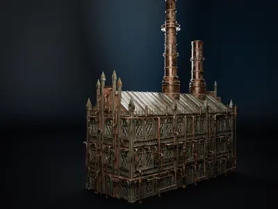 STEAMPUNK INDUSTRIAL BUILDING 4 Low-poly 3D model