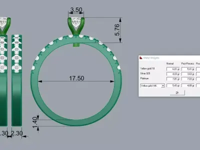 Elegant Diamond Ring Jewelry Gold 3D print model get