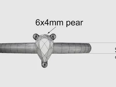 Solitaire pear shape diamond ring 3D print model