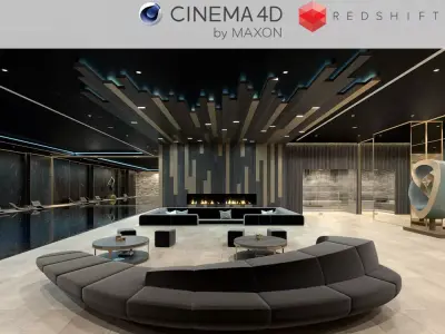 Redshift - C4D scene files - Residential Pool Interior 3D model