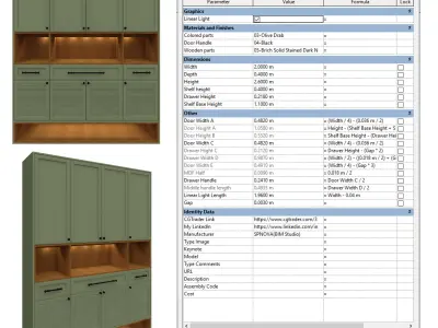Entryway Furniture Set Revit Family Parametric 3D model