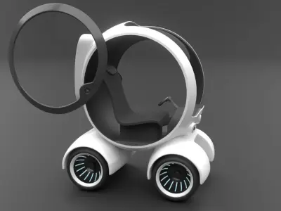 Sci-Fi Futuristic Electric vehicle car 3D model