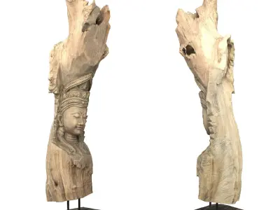 Buddha Tree Carving Low-poly 3D model