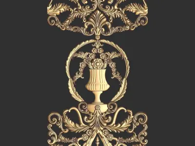 Door art carved relief for steel metal gates 3D model