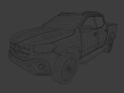 Pickup mercedes benz truck in desert Low-poly 3D model