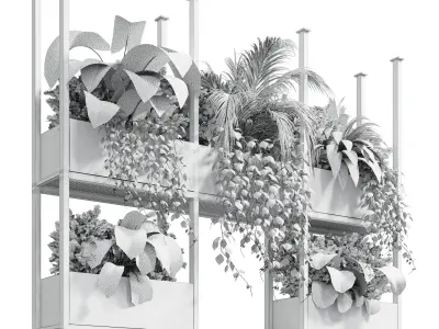 hanging plants pot wooden box vase Low-poly 3D model