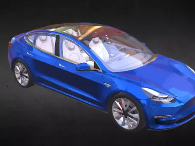 Tesla Model 3 s car Low-poly 3D model