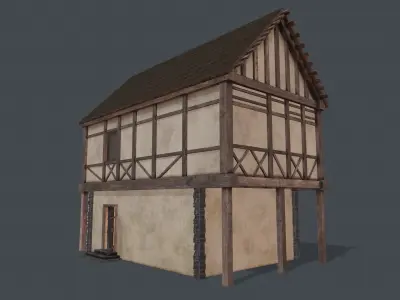 Medieval house Free low-poly 3D model 5