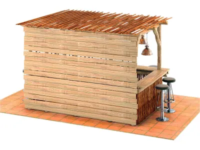 Kiosco Beach Set Decoration Taburete Bar Stools 3D model