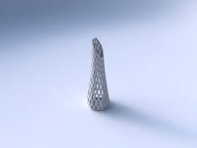 Vase top bent hexagon with checker grid lattice 3D print model